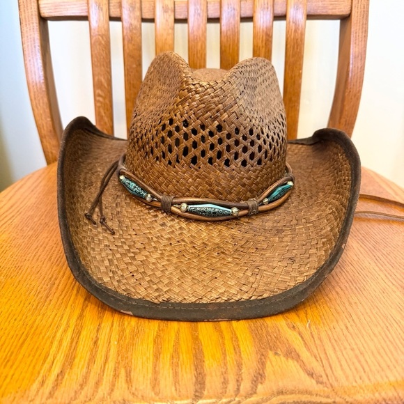 Austin Western Straw Cowboy Hat, Dark Burnout Tan, 12” Head Circumference - Picture 12 of 12